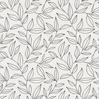 Seamless Black Line Art Leaves Pattern, Botanical Print, Simple Floral Design vector