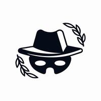 Anonymous Masked Figure in Fedora Hat with Laurel Wreath vector