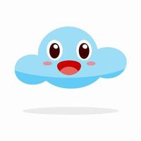 Cute Cartoon Cloud Character, Happy Smiling Face vector