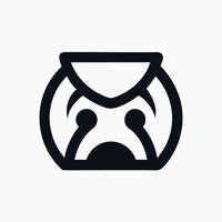 Abstract Sad Face Icon, Black and White Minimalist Design vector
