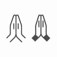 Praying Hands Icons Line Art and Solid Style vector