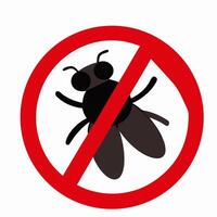 No Flies Allowed Red Circle Stop Sign with Fly vector