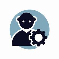 User Profile Icon with Gear Settings, Support, Admin vector