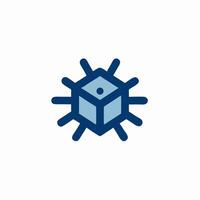Abstract Blue Cube with Rays 3D, Technology Logo vector