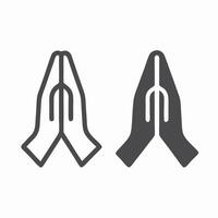 Praying Hands Icon Line and Solid Graphics vector