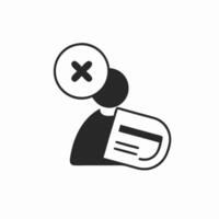 Rejected Application Icon Person with ID Card and X Mark vector