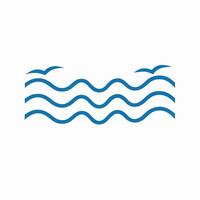 Simple Blue Ocean Wave Icon with Birds Graphic vector