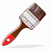 Paint Brush, Red Handle, Brown Bristles, DIY Tool vector