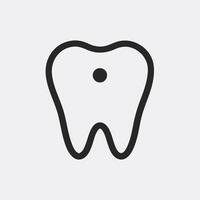 Tooth Icon Simple Black Line Drawing of a Tooth with a Cavity vector