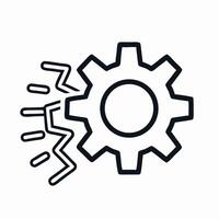 Gear Icon with Energy Burst System Performance, Power, and Efficiency vector