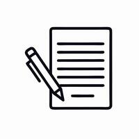 Document with Pen Icon Simple Line Drawing vector