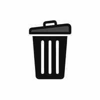 Black Trash Can Icon Recycle Bin, Delete Button, Waste Disposal Symbol vector