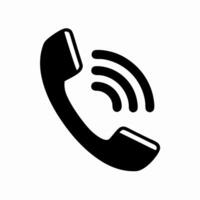 Incoming Call Icon Black Phone Receiver with Signal Waves vector