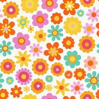 Retro 70s Flower Power Pattern Seamless Background vector