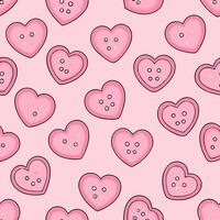 Pink Heart Buttons Seamless Pattern Background vector