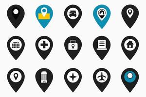 Collection of Location Marker Icons Map Pins for GPS, Travel, and Navigation vector