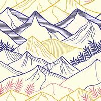 Abstract Mountain Range Line Art Pattern Seamless Design vector