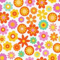 Retro 70s Flower Power Seamless Pattern Background vector