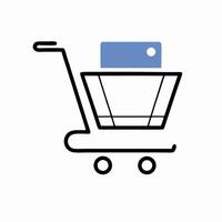 Shopping Cart Icon Simple Line Drawing of Cart with Item vector