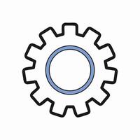 Gear Icon, Cogwheel, Machine Part, Settings Symbol, Engineering, Mechanism, Blue and Black vector
