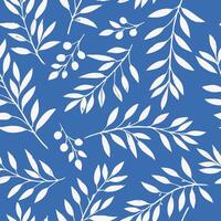 Seamless White Branch Pattern on Blue Background vector