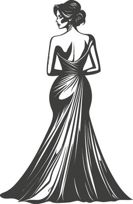 Elegant Woman in Stunning Evening Gown Illustrating Classic Style
