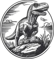 Classic Hand-Drawn Dinosaur Illustration in Vintage Style for Art vector