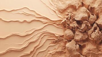 Artistic arrangement of sand and clay forms intricate patterns against a beige backdrop, showcasing an engaging design perfect for creative projects and backgrounds photo