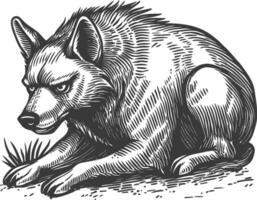 Detailed Black and White Illustration of a Watchful Canine in Style vector