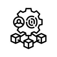 blockchain based identity verification line icon illustration vector