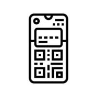 smartphone wallet qr code fintech line icon illustration vector
