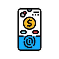 biometric payment authentication fintech color icon illustration vector