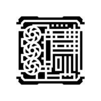 custom build open case gaming pc glyph icon illustration vector