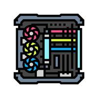 custom build open case gaming pc color icon illustration vector