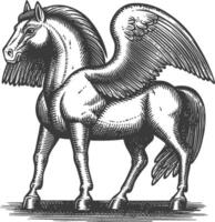 Winged Horse Illustration in Vintage Style for Creative Projects vector