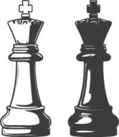 Detailed Black and White Illustration of a Chess King Piece Design vector