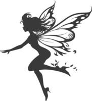 Elegant Fairy Silhouette with Intricate Wings in Artistic Style vector