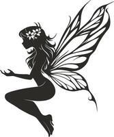 Elegant Fairy Silhouette with Intricate Wings for Creative Projects vector