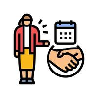 meeting scheduling administrative assistant color icon illustration vector