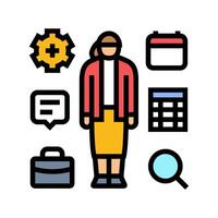 multitasking skills office assistant color icon illustration vector