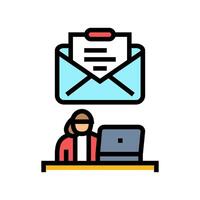 email correspondence administrative assistant color icon illustration vector