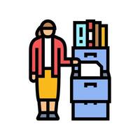document sorting office assistant color icon illustration vector