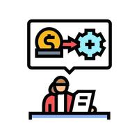 invoice processing office assistant color icon illustration vector