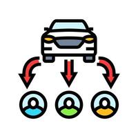 multiple users car share service color icon illustration vector