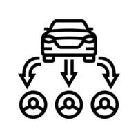 multiple users car share service line icon illustration vector