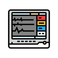 flat heart monitor line mortality color icon illustration vector