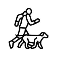 and handler running dog competition show line icon illustration vector
