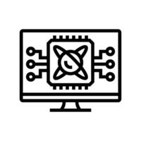 algorithm screen quantum computer line icon illustration vector
