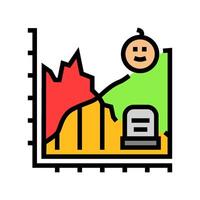 life death comparison graph mortality color icon illustration vector