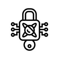 encryption lock quantum computer line icon illustration vector